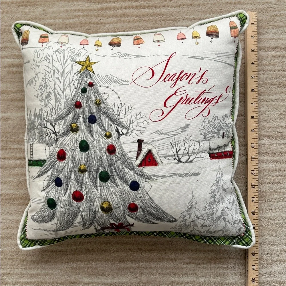 Like New Michel Design Works Throw Pillow Season Greetings Holiday Insert Inclu